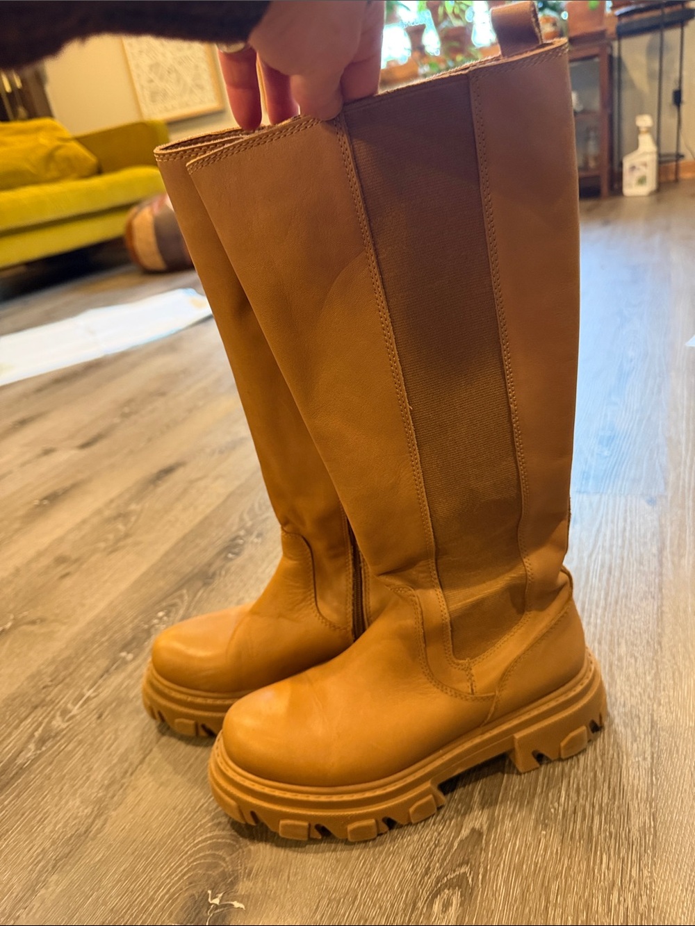 Steve Madden Tall Tan Lug Sole Over-the-Knee Boots